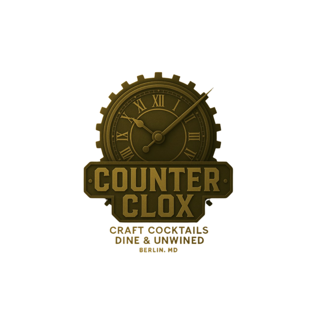 a logo for a craft cocktail bar called counter clox