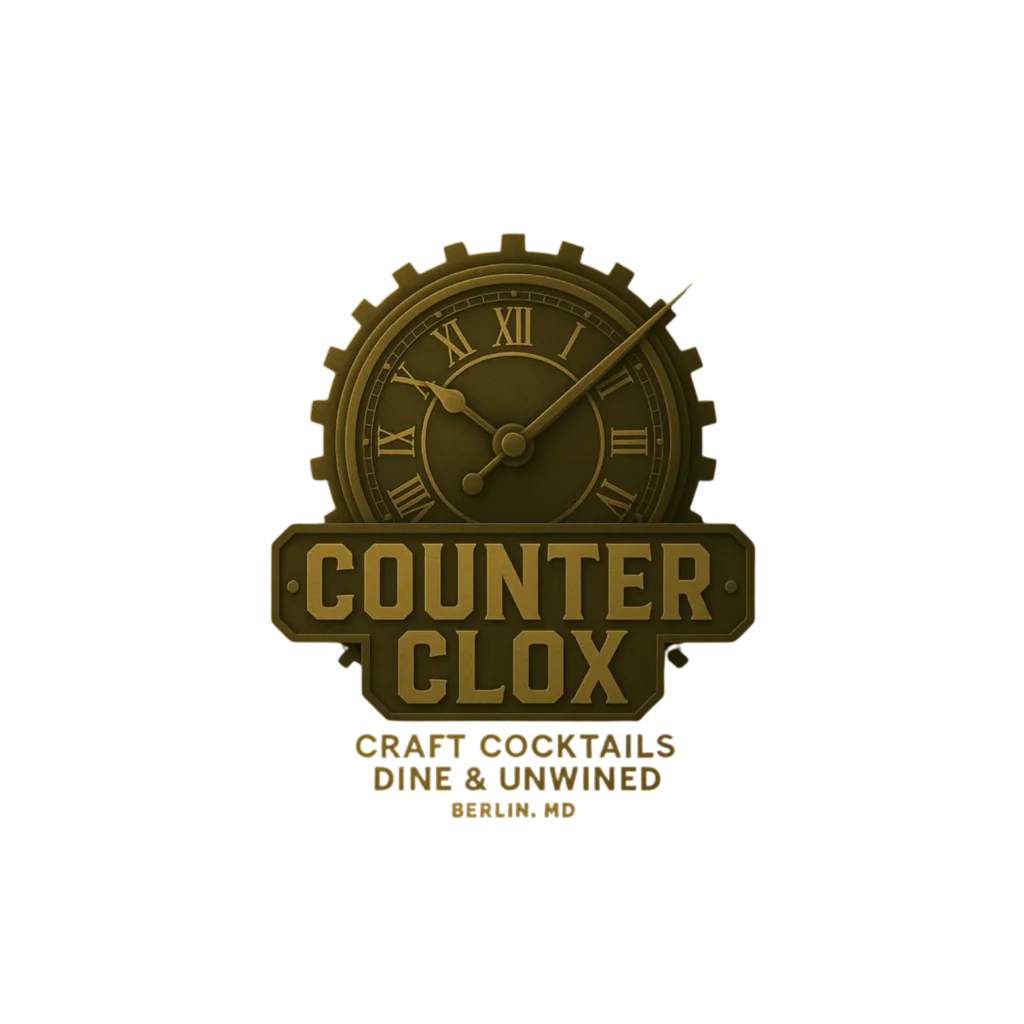 a logo for a craft cocktail bar called counter clox